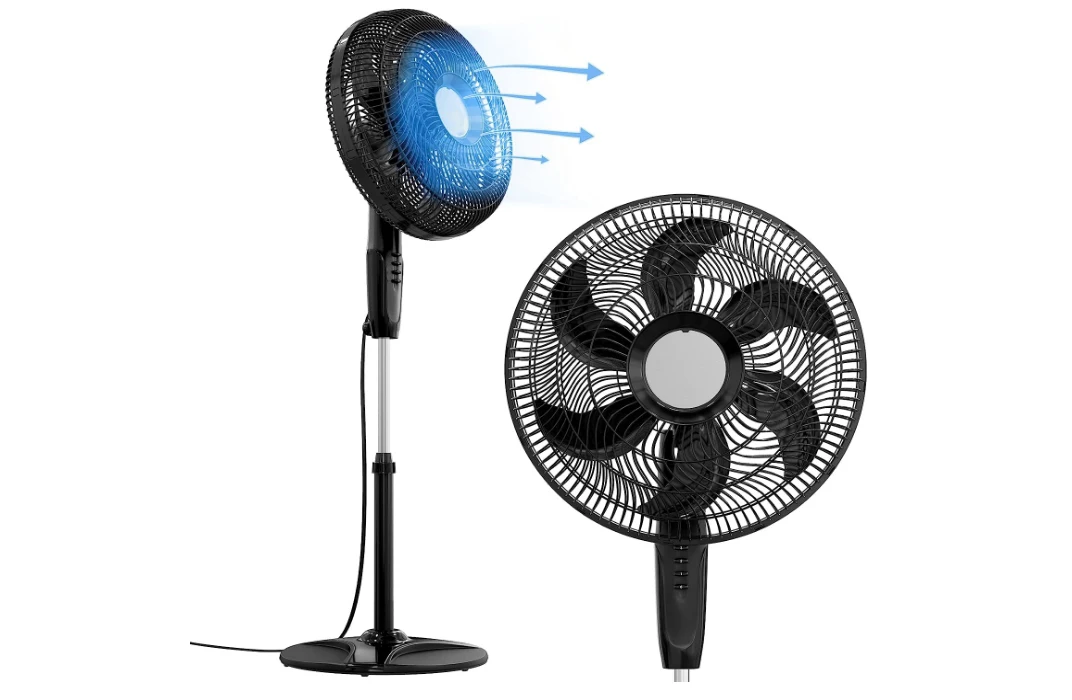 

PowrCurve 18" Stand Fan - 6 Blades,Tri-Curve Grill for Less Noise - 180° Adjustable Tilt, 3-Speed Button Control