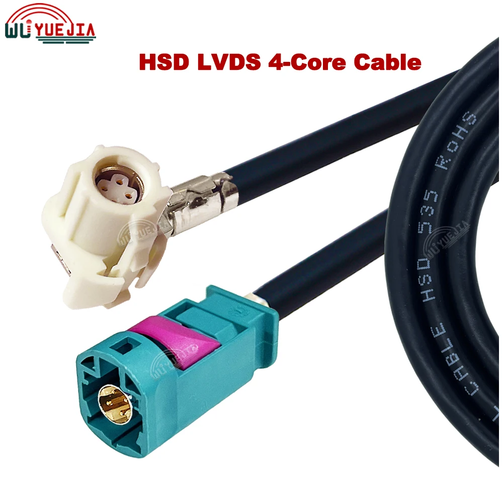 HSD LVDS Cable RAL9001 White B Female Bend 90 Degrees to Z Male for Auto Car Video Instrument Bridge Wiring Data 535 4Core Cable