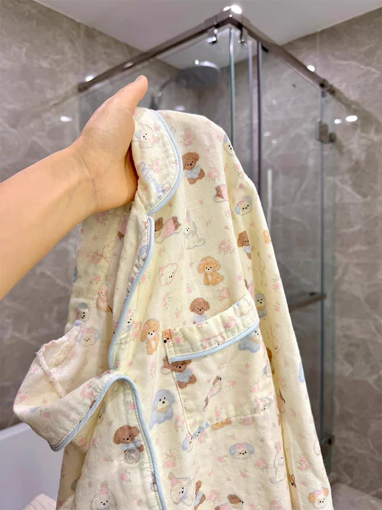 

Cute Cartoon Doggie Paradise Long Sve Cotton Pajamas Set for Women Spring Autumn Home Wear Comfortable Breathable Spwear