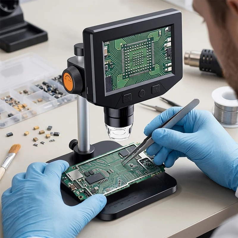 Mikroskop 1000X Zoom 4,3 Zoll LCD Digital 1080P Löten Mit 8 LED-Leuchten USB-Lupe Für Handy-PCB-Reparatur