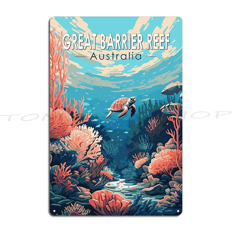 Great Barrier Reef Australia Travel Metal Plaque Poster Sign Cinema Wall Decor Club Designs Tin Sign Poster