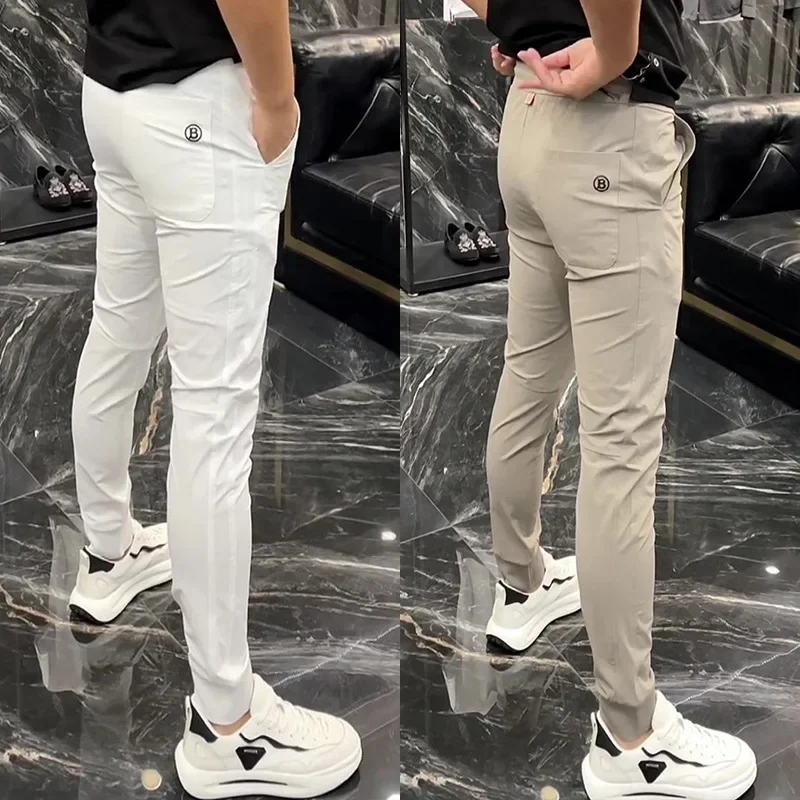 Harajuku Street Fashion Men's Trousers  Summer New  Business Casual Office Slim Fit Versatile Quick Drying Pencil Pants Male