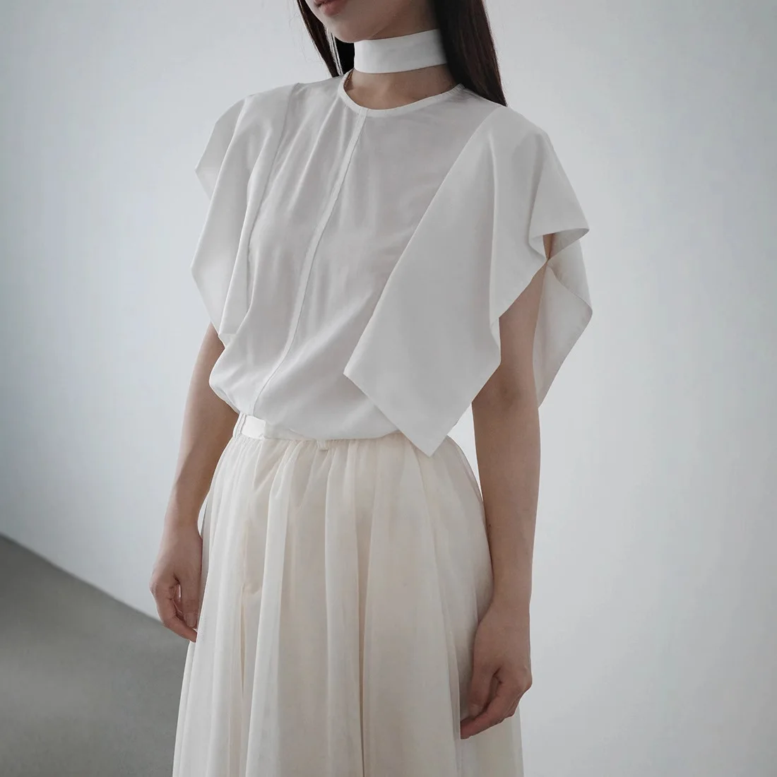 

Gagarich Japanese Spring Summer French Style Blouse Design Flying Shoulder Shirt Casual Style Sleeveless Slimming Top Women