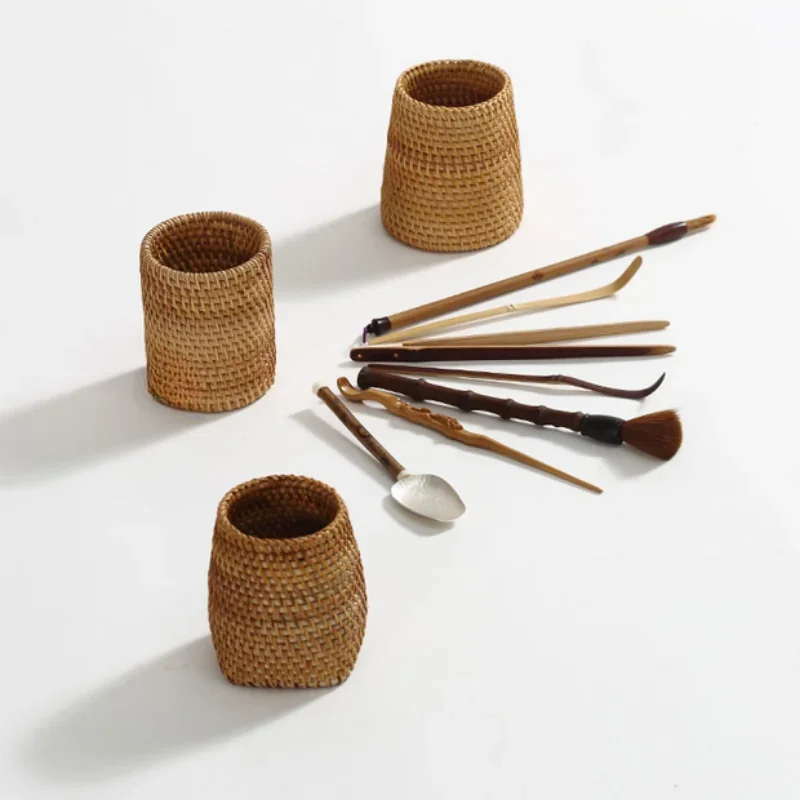 Handmade Rattan Storage Box Manual Rattan Organizer Chopsticks Spoon Tableware Holder Dinner Knife Forks Storage Box