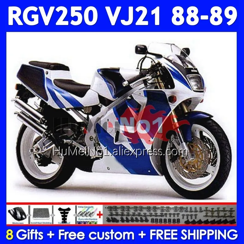 Factory Blue Body Kit For SUZUKI SAPC VJ21 RGV250 RGVT250 VJ 21 88-89 108No.0 RGV-250 RGV 250 RGVT-250 88 89 1988 1989 Fairing