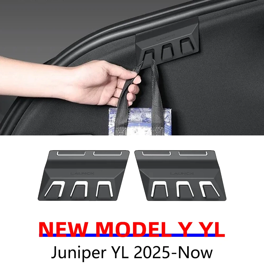 for Tesla Model YL Y Juniper 2025 2026 Launch Rear Trunk Hook Hidden Organizer Umbrella Bag Hanger Storage Car Accessories 2pcs
