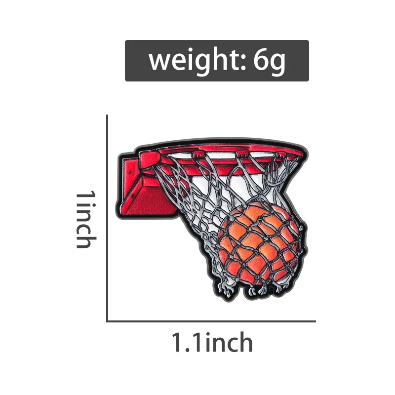 Perfect Shooting UV Printing Pins Cartoon Basketball Brooches Lapel Badges Fun Sports Jewelry Gift for Kids Friends