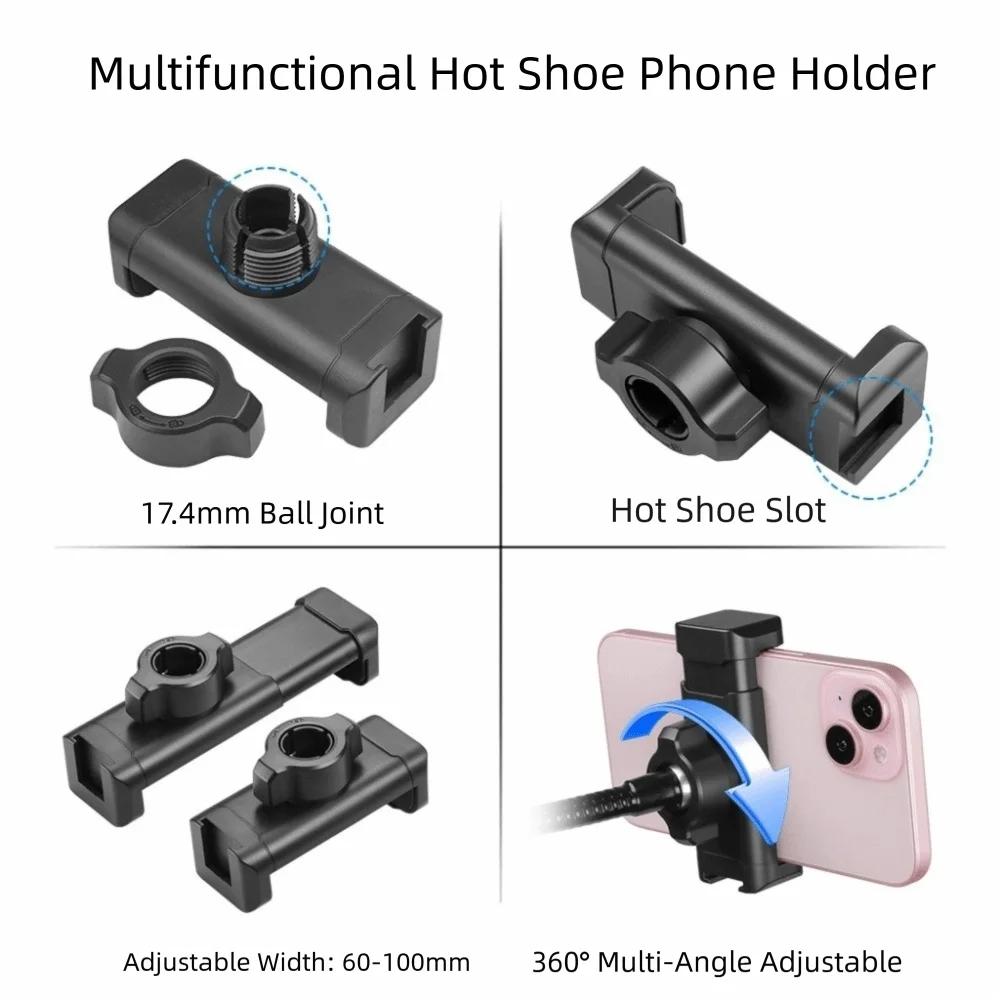 Verstellbarer Multi-Angle-Telefon-Tablet-Halter mit Ständer 360° °   Rotation, stabile Unterstützung, mobiler Griff, faltbar