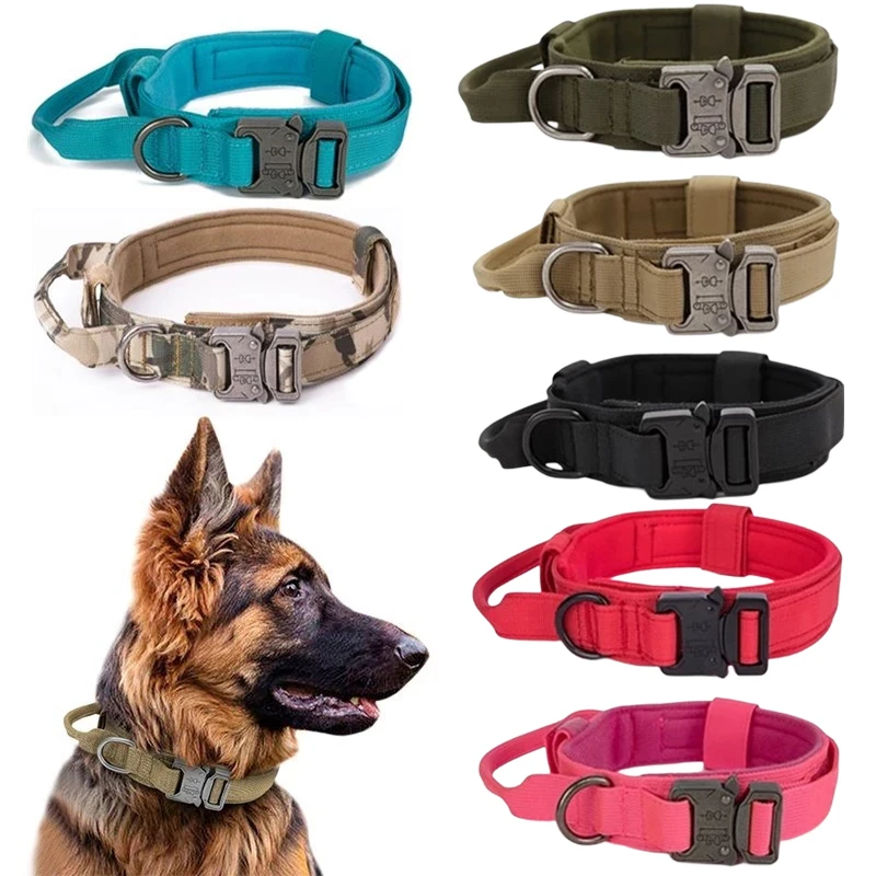 Durable Tactical Dog Collar Nylon Military Dog Collar Leads For Medium Large Dogs German Shepherd Training Hunting