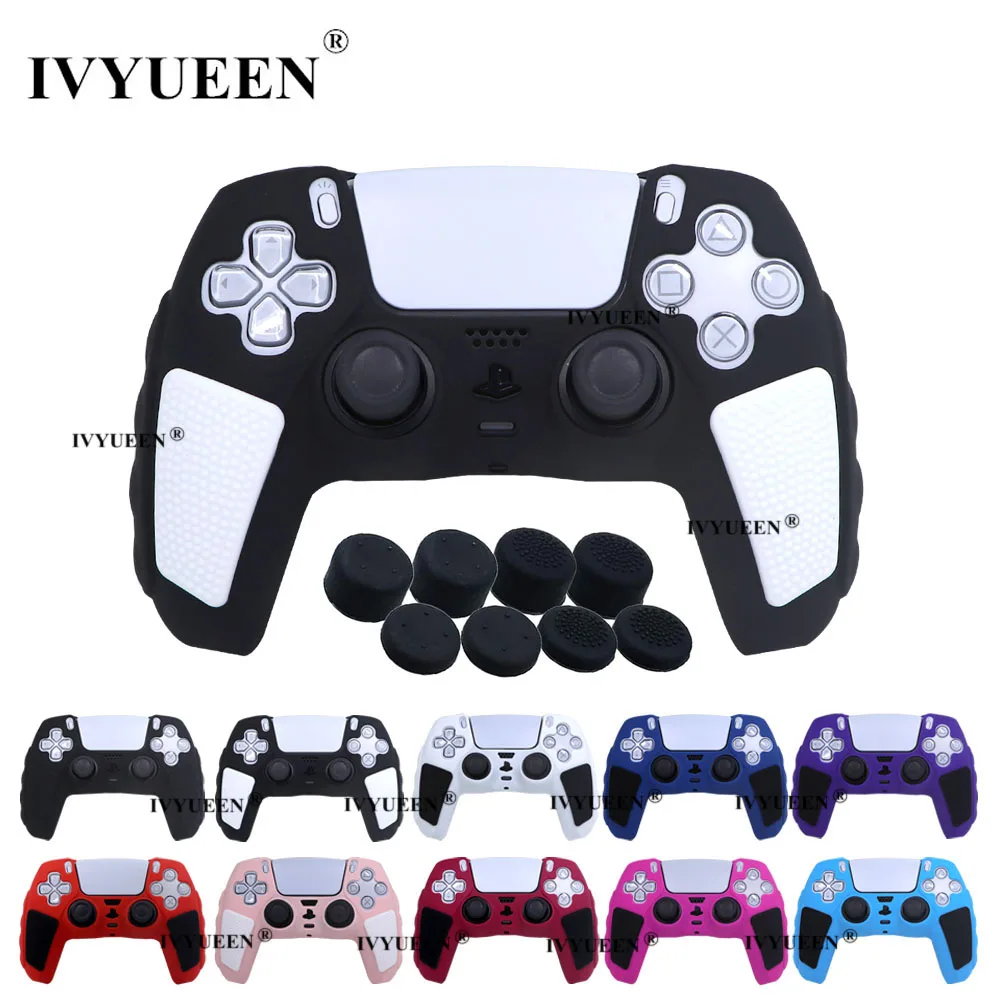 IVYUEEN Extra Thick Silicone Case for Playstation 5 PS5 Controller Protectective Skin & Thumb Grips for DualSense Mixcolor Cover