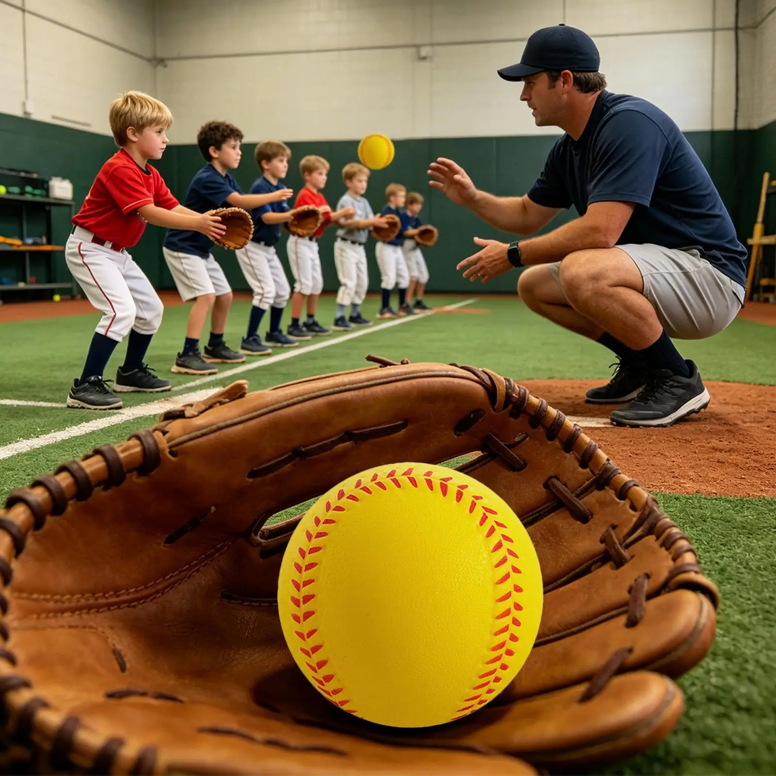 Indoor Baseball 6 Pieces PU Foam Safe Soft Practice Training Toys Kids Training Balls For Indoor Outdoor Backyard Beach Party