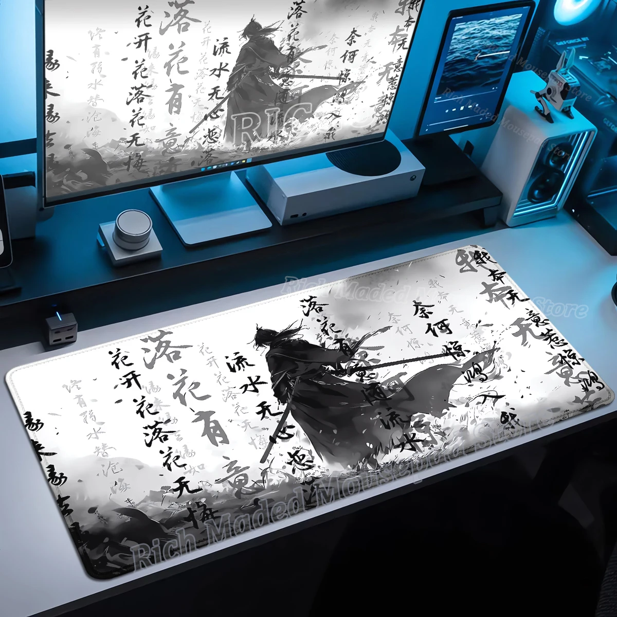 

Samurai Warrior Mouse Pad Gamer Computer Accessories Keyboard Table Mat Black Mousepad Company Gaming Laptop Pc Desk Accessory