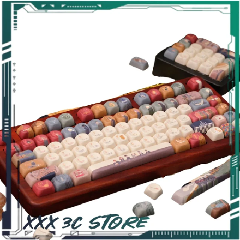 Owl'S Letter Keycap 140 Key Cherry Profile/Moa/Soa Height Pbt Material Sublimation Theme Mechanical Keyboard Accessories Anime