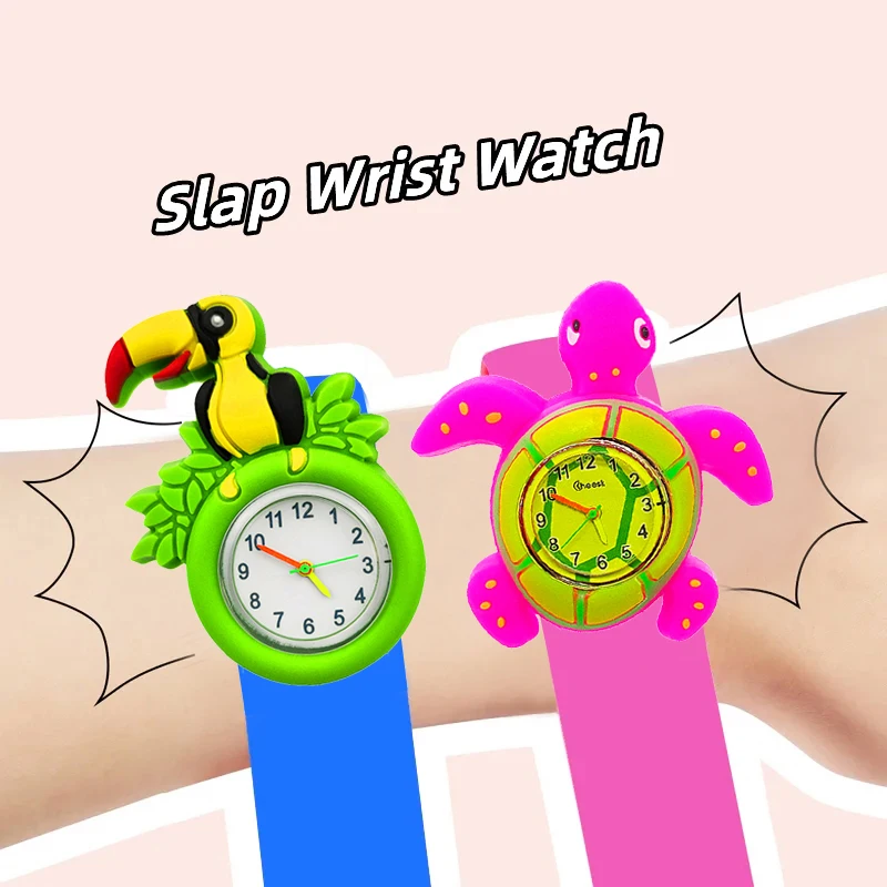 Lovely Baby Watches 3D Cartoon Boys Girls Birthday Party Christmas Gift Children Study Time Toys Kids Slap Watches Student Clock