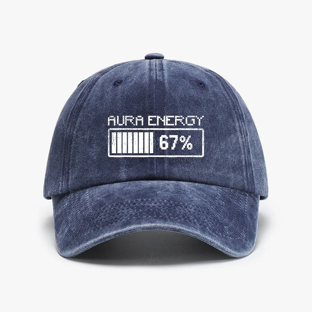 

Aura Energy At 67 Funny Six Seven Meme Gen Alpha Slang hat for Men Women Adjustable Washed Cowboy Baseball Cap