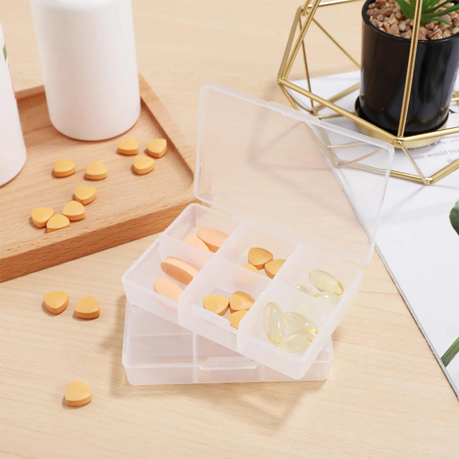 Portable 10 Pcs Jewelry Flip Clear Organizer Small Container Dividers for Earrings Rings Beads Hard Plastic Durable