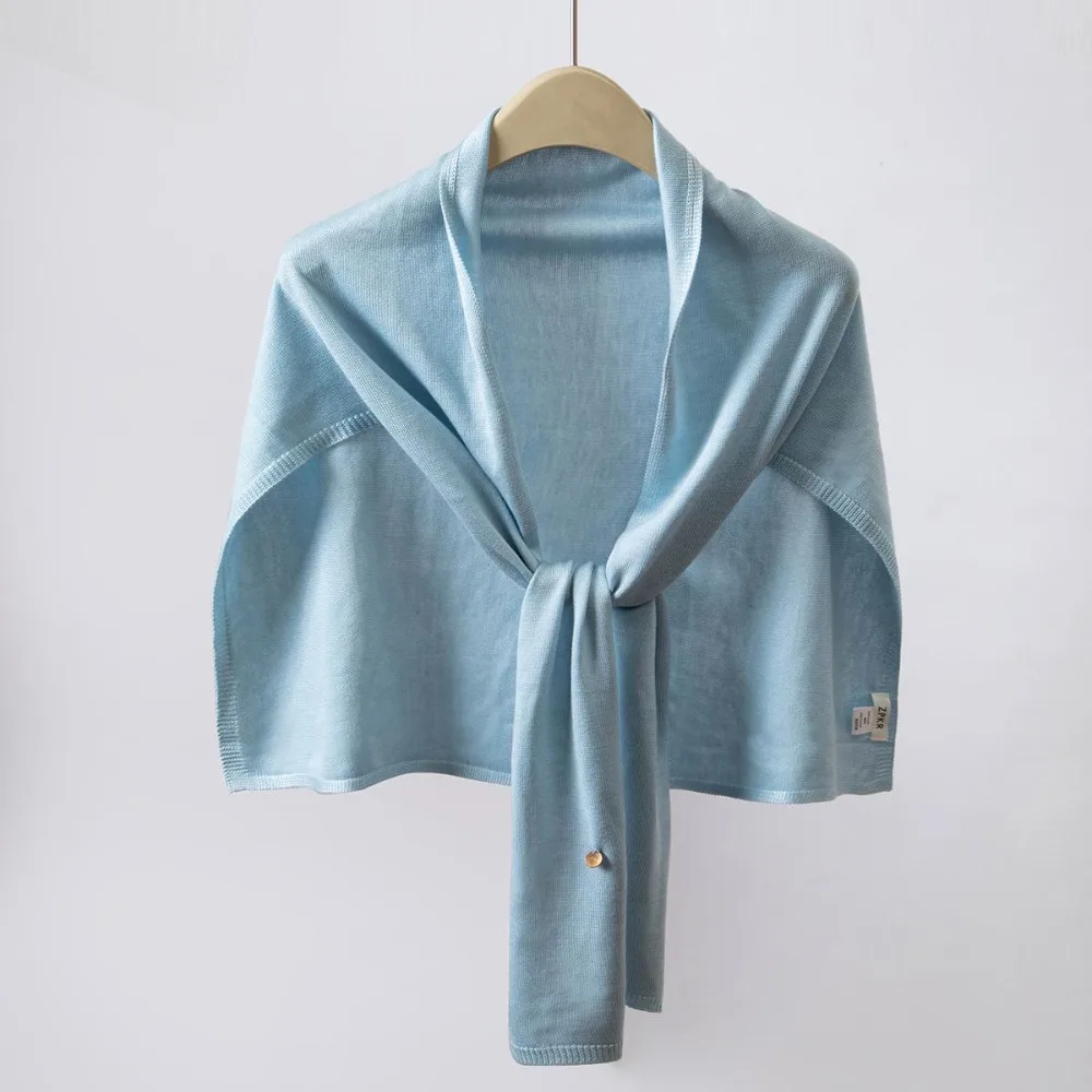 Écharpe triangulaire fine en tricot de couleur unie, style coréen, version cape T, châle simple pour femme.