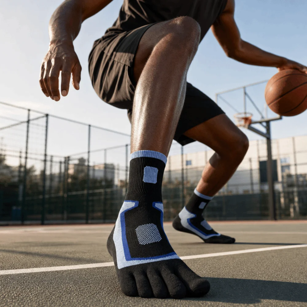 Professional Breathable Five Finger Socks Quick Dry Sweat-Absorbent Split-toe Socks Anti-odor Mesh Men Socks Fitness