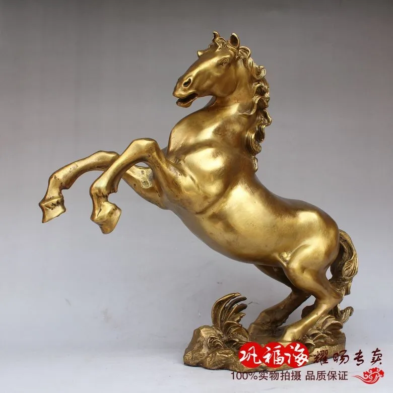 home LIVING ROOM wall TOP Decor  Money drawing HORSE ART bronze statue sculpture Decoration brass decorative