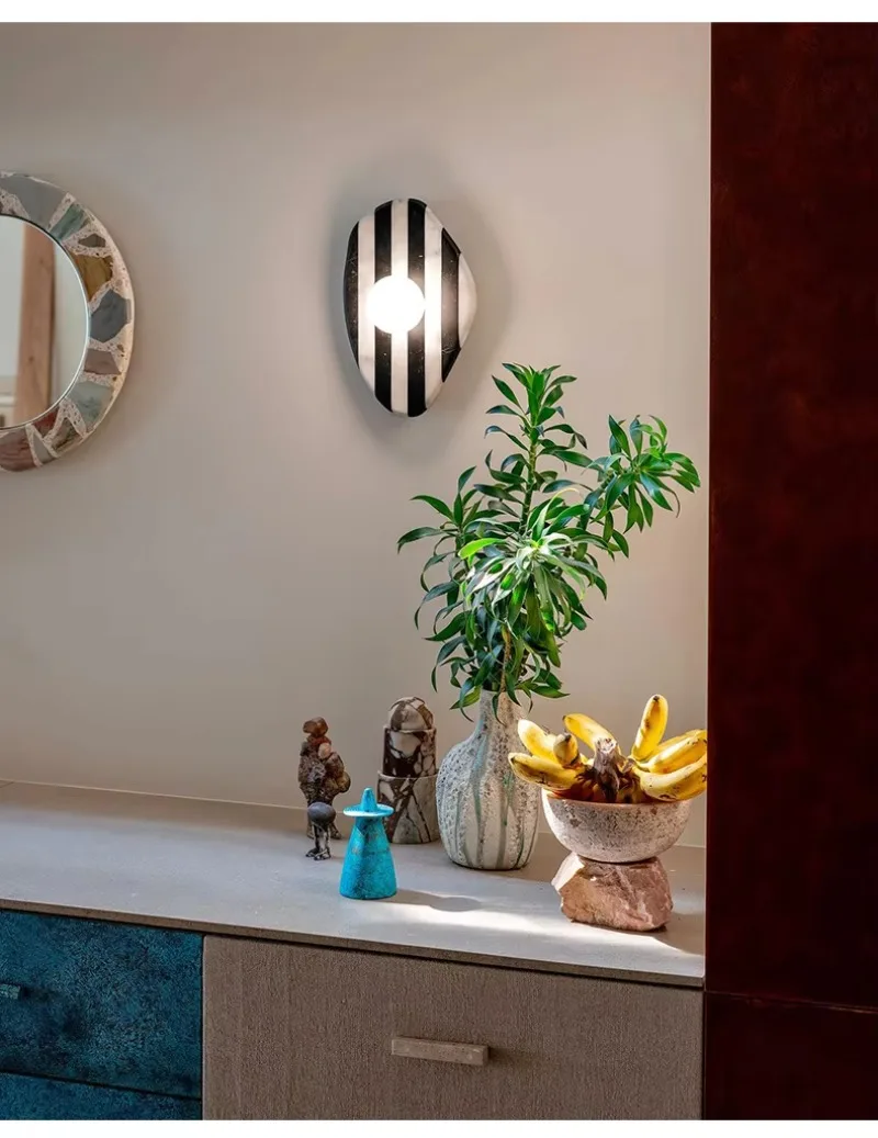 *(2-piece set)Nordic Marble Creative Wall Sconces Light Minimalist Bedroom Bedside Wall Lamp for Corridor Lighting