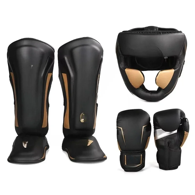 

Competition Boxing Equipment Gloves Muay Thai Shin Boxing Head Guard
