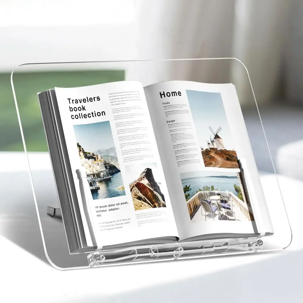 Portable Acrylic Book Stand Foldable Design Angle Adjustable Reading Bookshelf Easy Use Book Holder Support Reading Aid