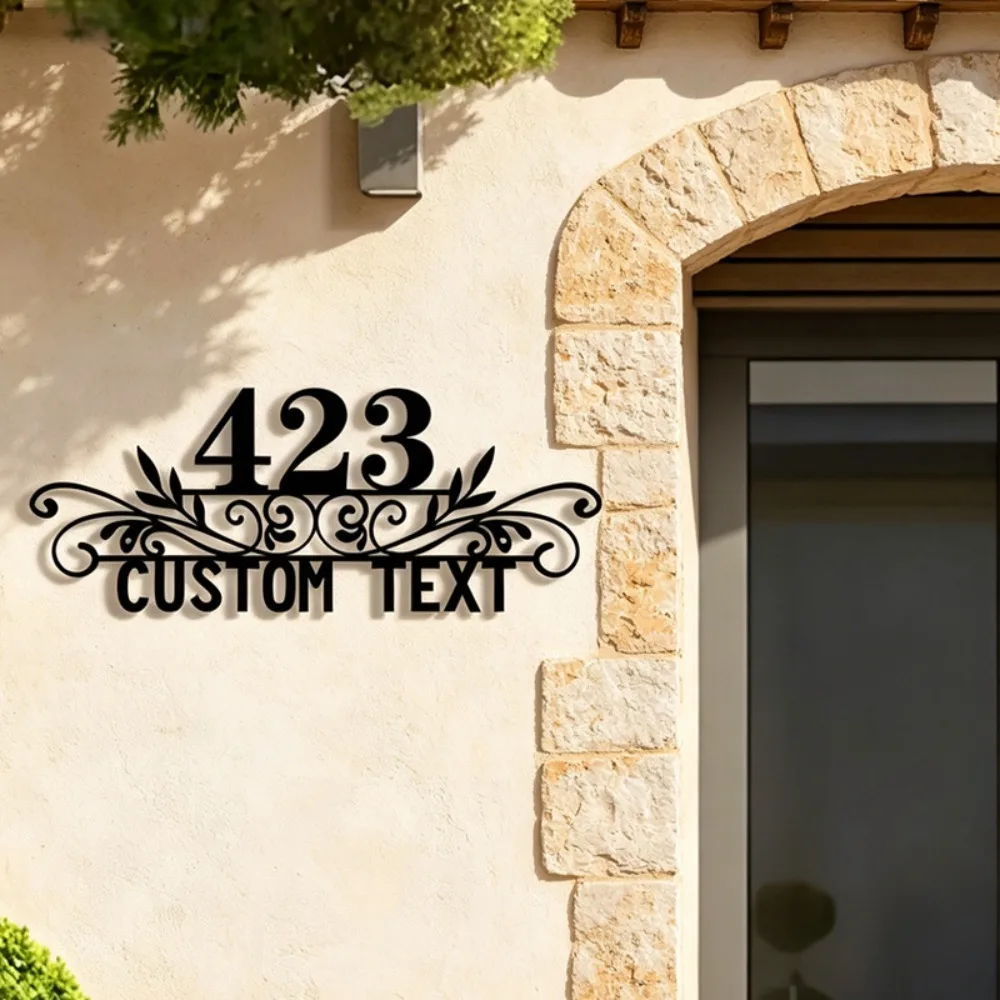 No Power Customizable Rustic Iron Wall Mount Address Sign 1pc Personalized Family Entryway Front Door Gift