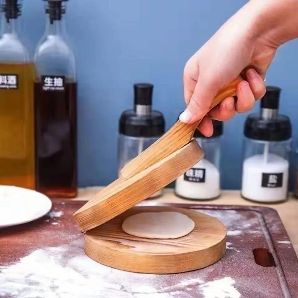 1pcs Wooden Dough Presser Chapati Presser Dough Presser Dumpling Wrapper Rotary