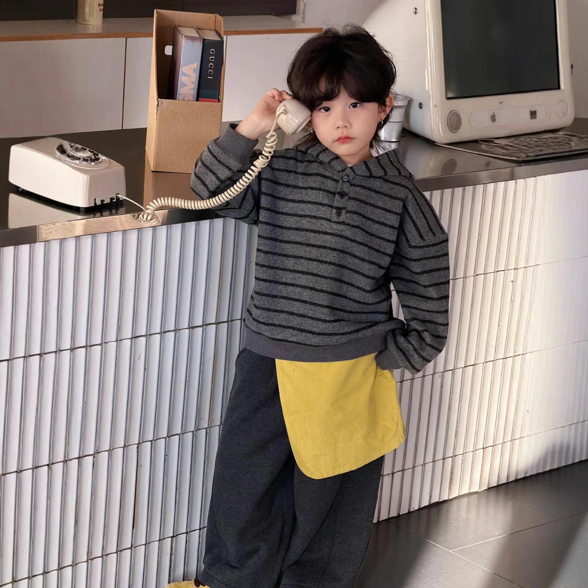 Boys' Winter Integrated Velvet Pants New Children's Thickened Warm Splicing Casual Trousers Girls Scimitar Pants