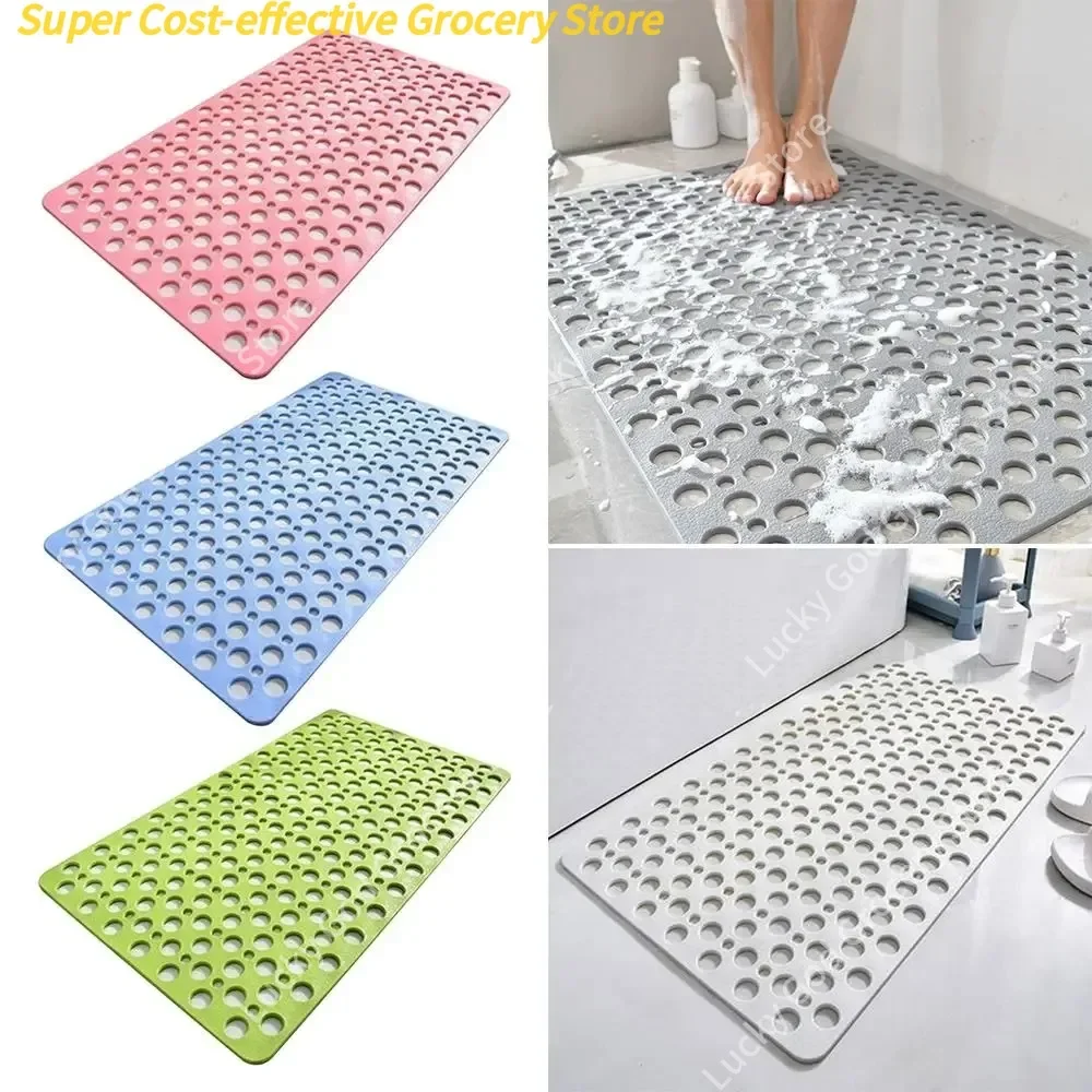 Tapis de bain antidérapant en caoutchouc, anti-moisissure, avec trous de vidange, lavable en Machine, résistant aux antibactériens, pour douche ou baignoire