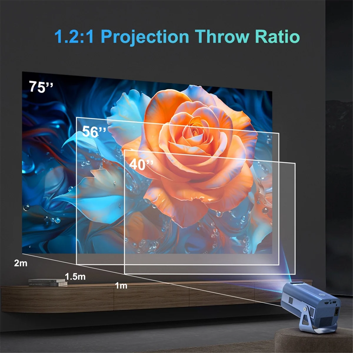 Portable Projector with WiFi6 Bluetooth 4K HD Projector for Home Cinema Meeting Video Movie Outdoor EU Plug