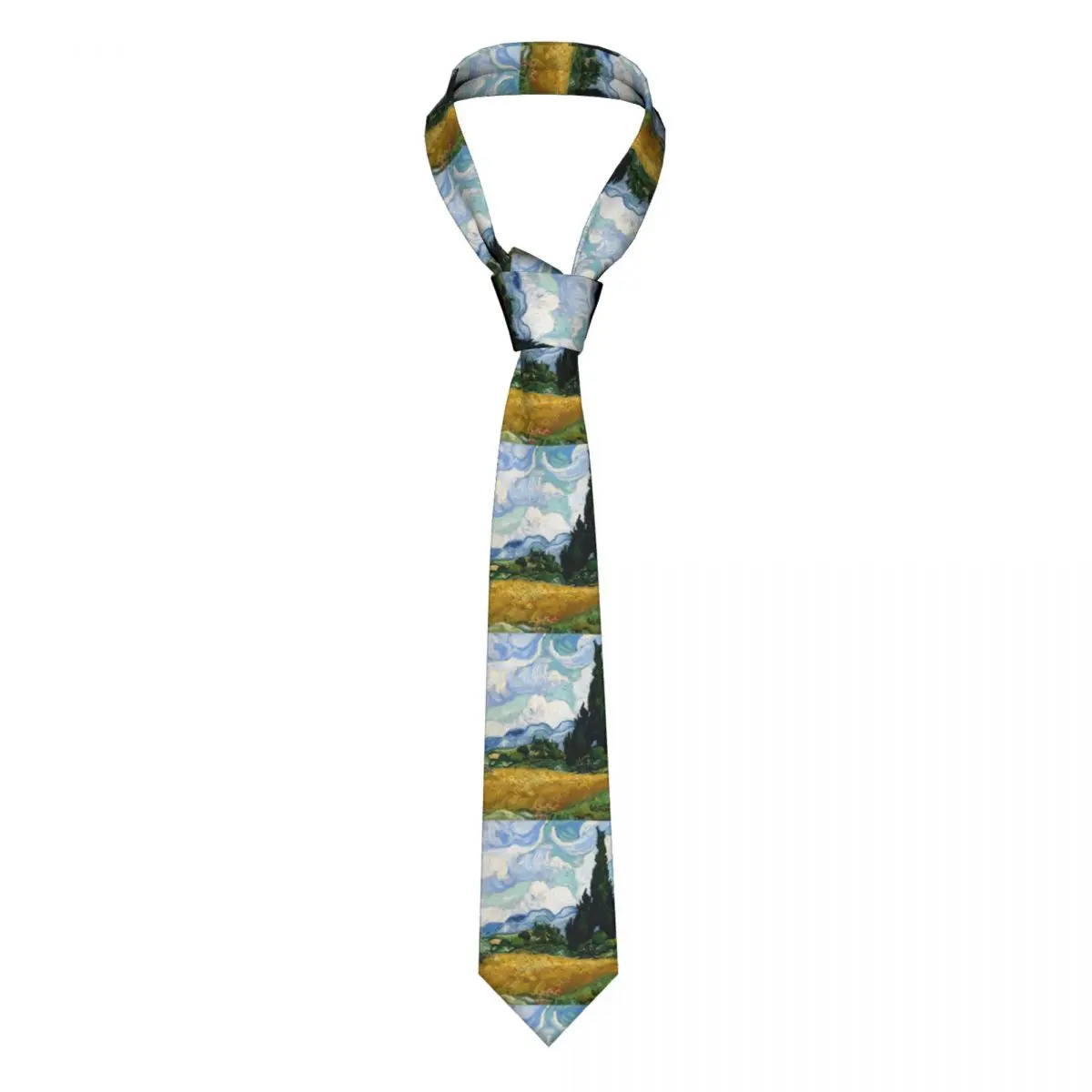 

Classic Wheat Field With Cypresses Neckties Men Custom Silk Vincent Van Gogh Office Tie