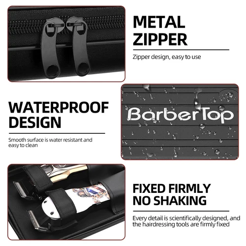 Imagen 2 del producto Estuche para tijeras de pelo a prueba de golpes para barbería, Maleta resistente a aplastar, herramientas impermeables sin deformación, caja de peluquero negra y roja