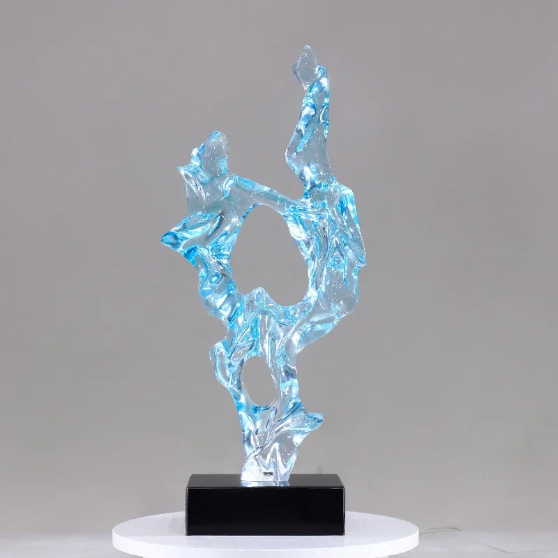 Transparent resin Taihu stone modeling, artificial gorgeous ornament handmade, hotel home villa decoration sculpture