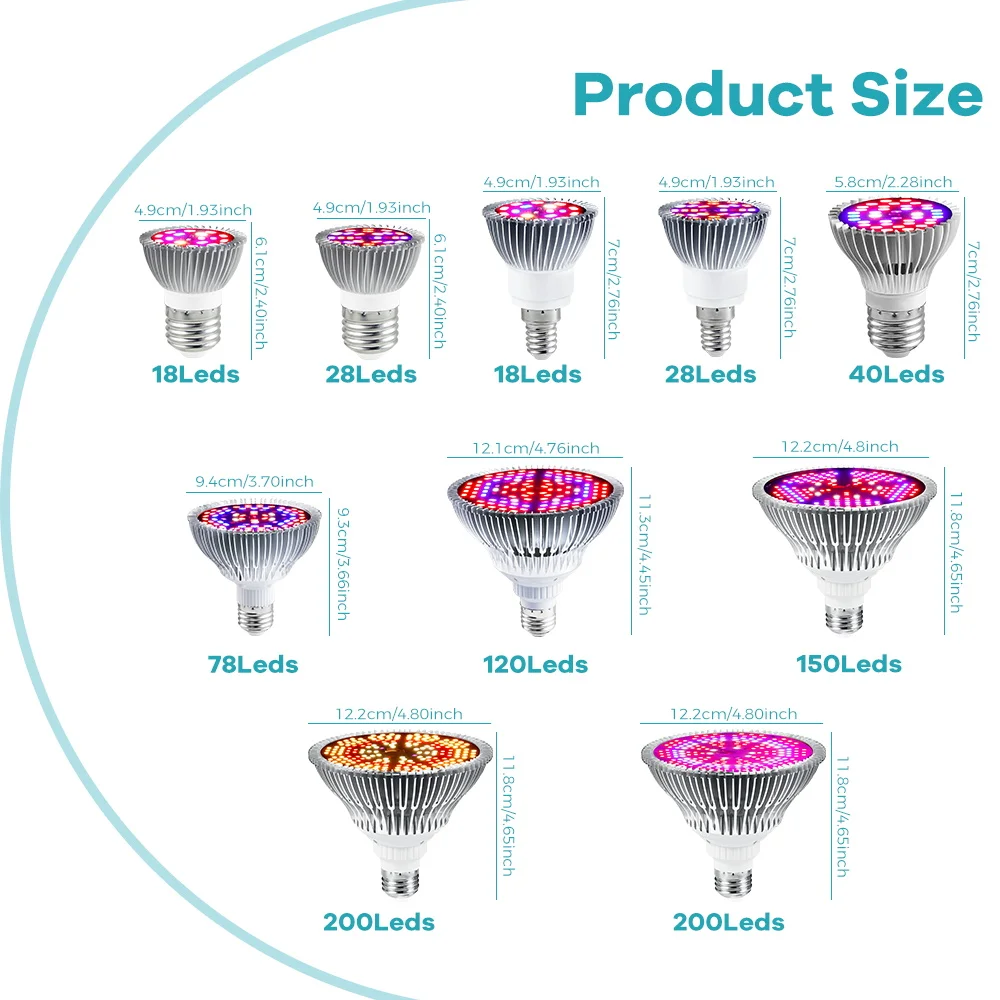 150W Plant Grow Light LED Plant Growth Bulb Full Spectrum E27/E26 Plant Fill Lamp Seedling Growing Lamps UV IR Vegs Lighting