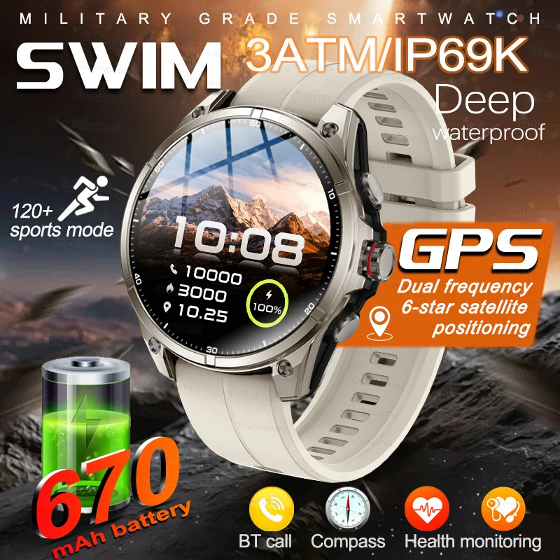 2026 GPS Smartwatch Outdoor Sports Waterproof Flashlight 1.43inch AMOLED Custom dial Call Compass Smart Watches For Android IOS
