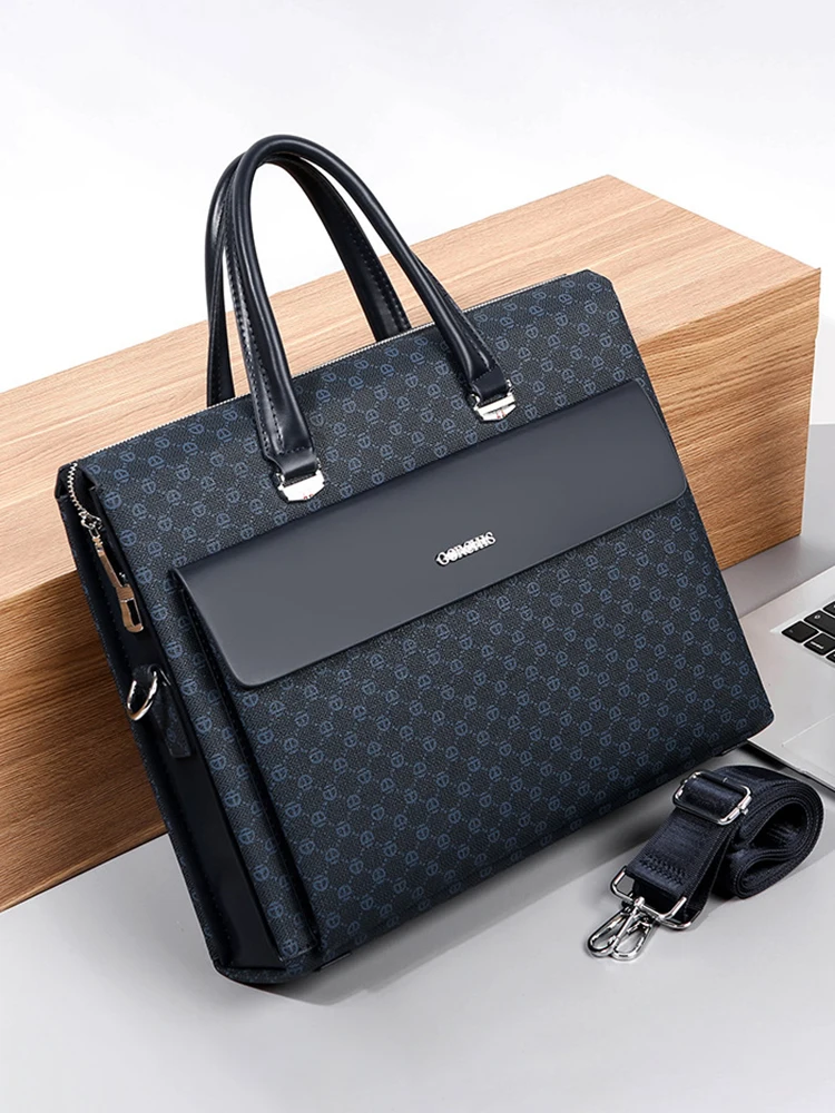 Executive Luxury Briefcases For Men PU Leather Designer Password Lock Business Office 15.6 Inch Laptop Handbag Messenger Bag