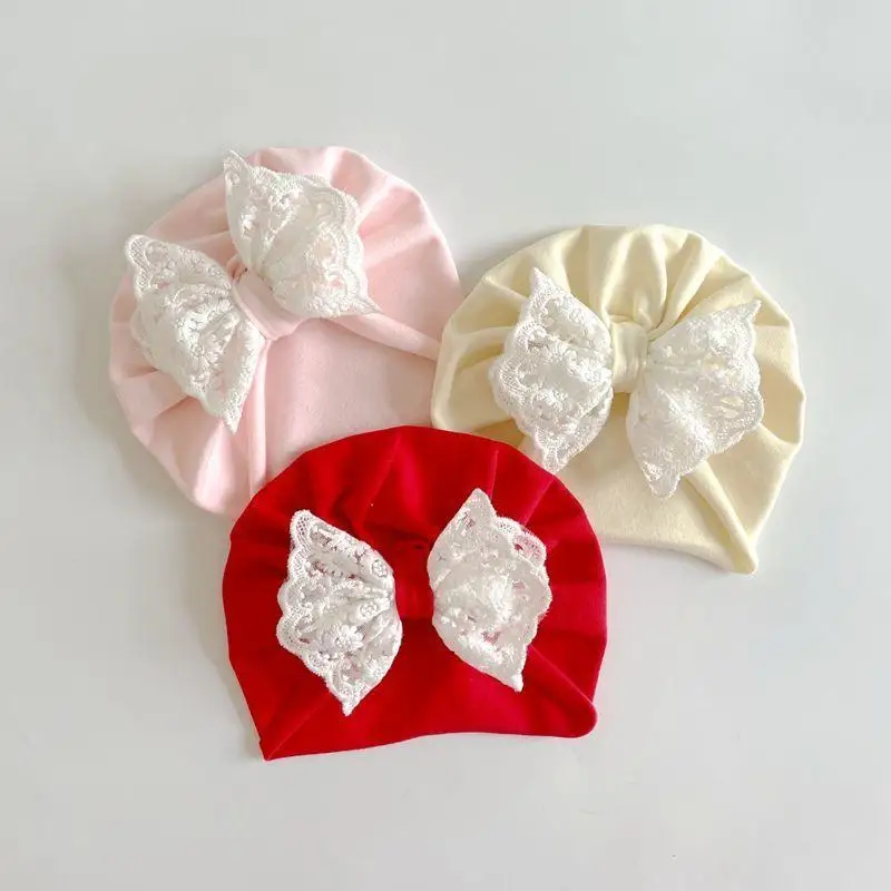

Newborns Cap Spring Autumn New Cotton Breathable Baby Girl's New Born Hats Sweet Cute Big Bow Toddler Boneless Infant Hat 0-12M