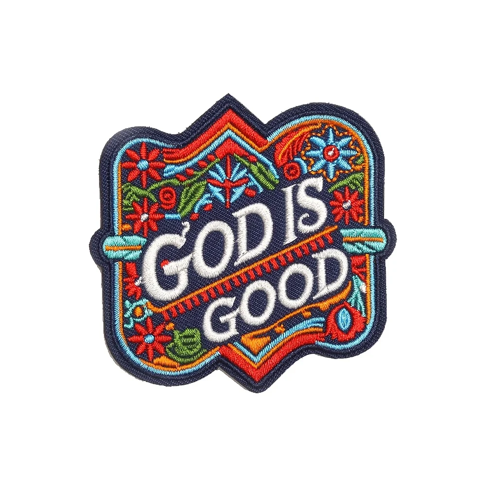Patch Velcros brodé «Dieu Is Good», attache autocollante à crochet et boucle, Badge militaire tactique pour sac à dos Molle, 1 pièce