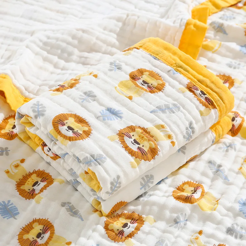 110*110cm Cartoon Swaddle Blanket Baby Newborn Bamboo Muslin Bed Sheet Kids Baby Bath Towel Blankets Swaddle Cotton