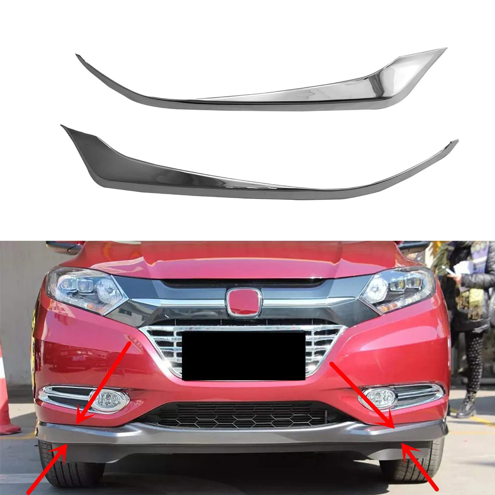 for -V Vezel 2016-2020 Chrome Front Bumper Lip Anti-Scratch Strip