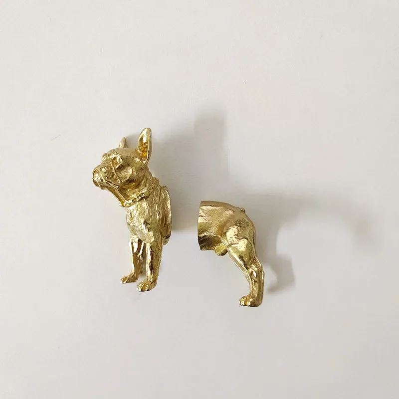 Nordic Modern Brass Handle Light Luxury Solid Simple Drawer Wardrobe Door Animal Dog Handle Knobs for Dresser  Cupboard Handles