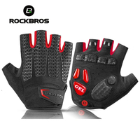 ROCKBROS Cycling Gloves SBR Pad Breathable Fingerless Gloves Shock Absorbtion Non-Slip Bicycle Gloves MTB Silicone Palm Rest