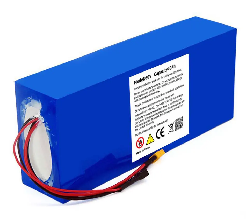 60V 40AH Electric Bike 18650 Battery for Scooter Motorcycle 67.2V 3000W rechargeable battery with same port BMS+3A charger