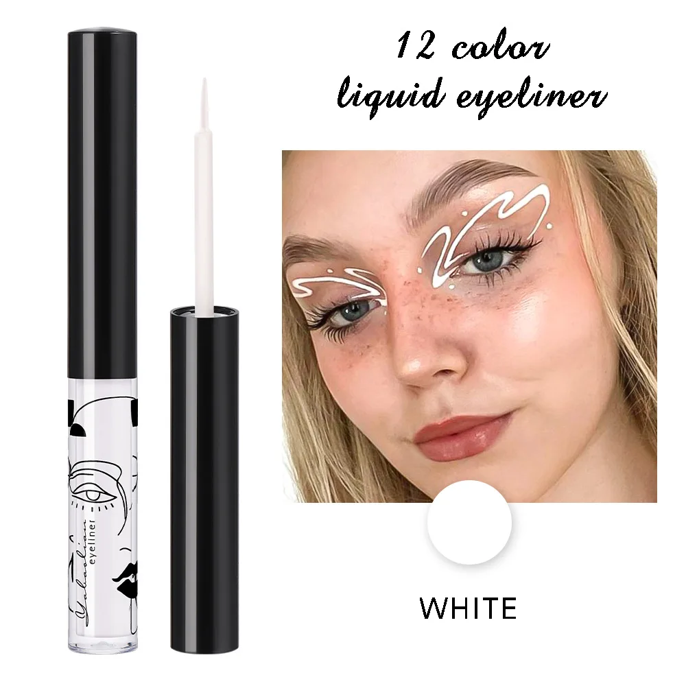 Professional Colorful Eyeliner Liquid 12 Matte Colors Waterproof Smudge-Proof Long-Lasting Eyeshadow Liquid for Daily/Party