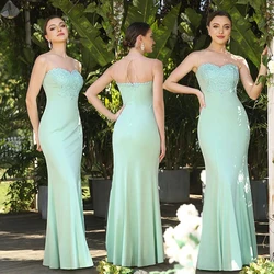 FATAPAESE Mermaid Elegant Bridesmaid Dresses Floor Length Appqulies Beads Sweetheart lllusion Backless Vestido de Festa