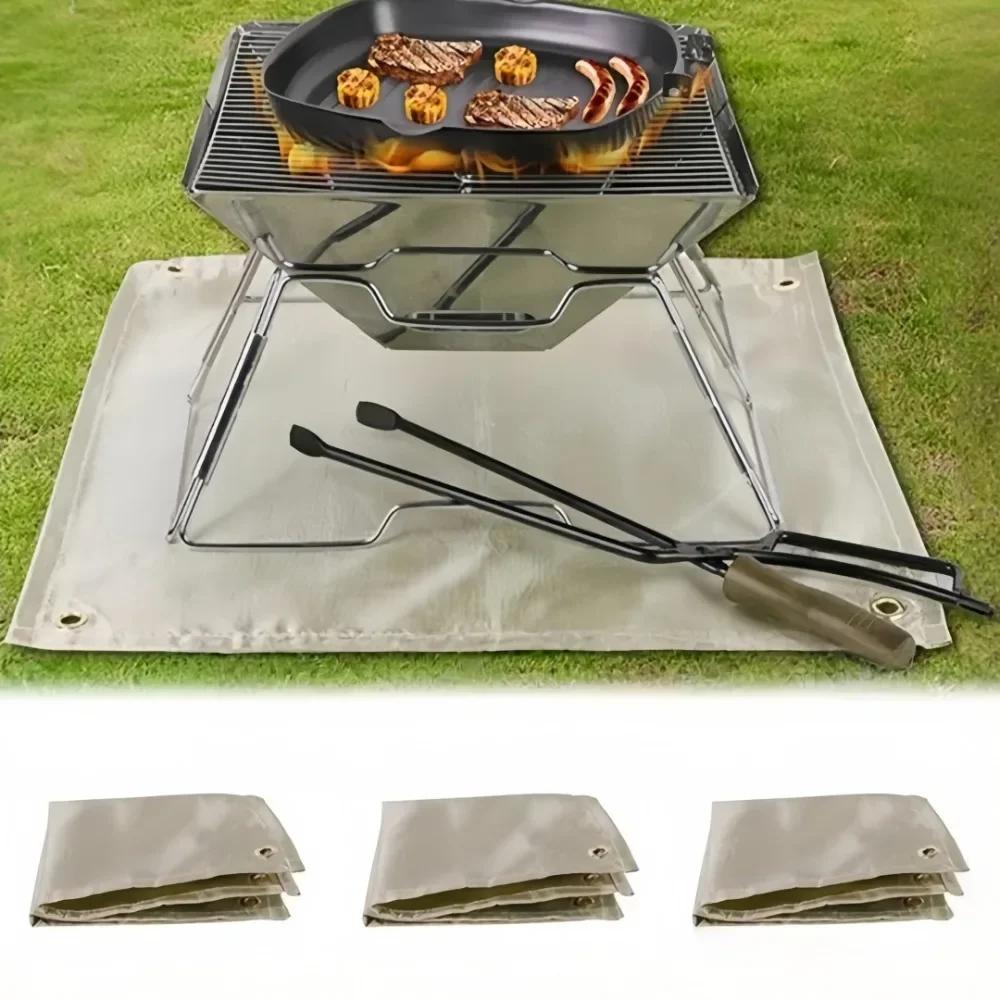Outdoor Camping Fireproof Mat Glass Fiber Flame Retardant Cloth High Temperature Resistant Picnic Barbecue Mat Camping Equipment