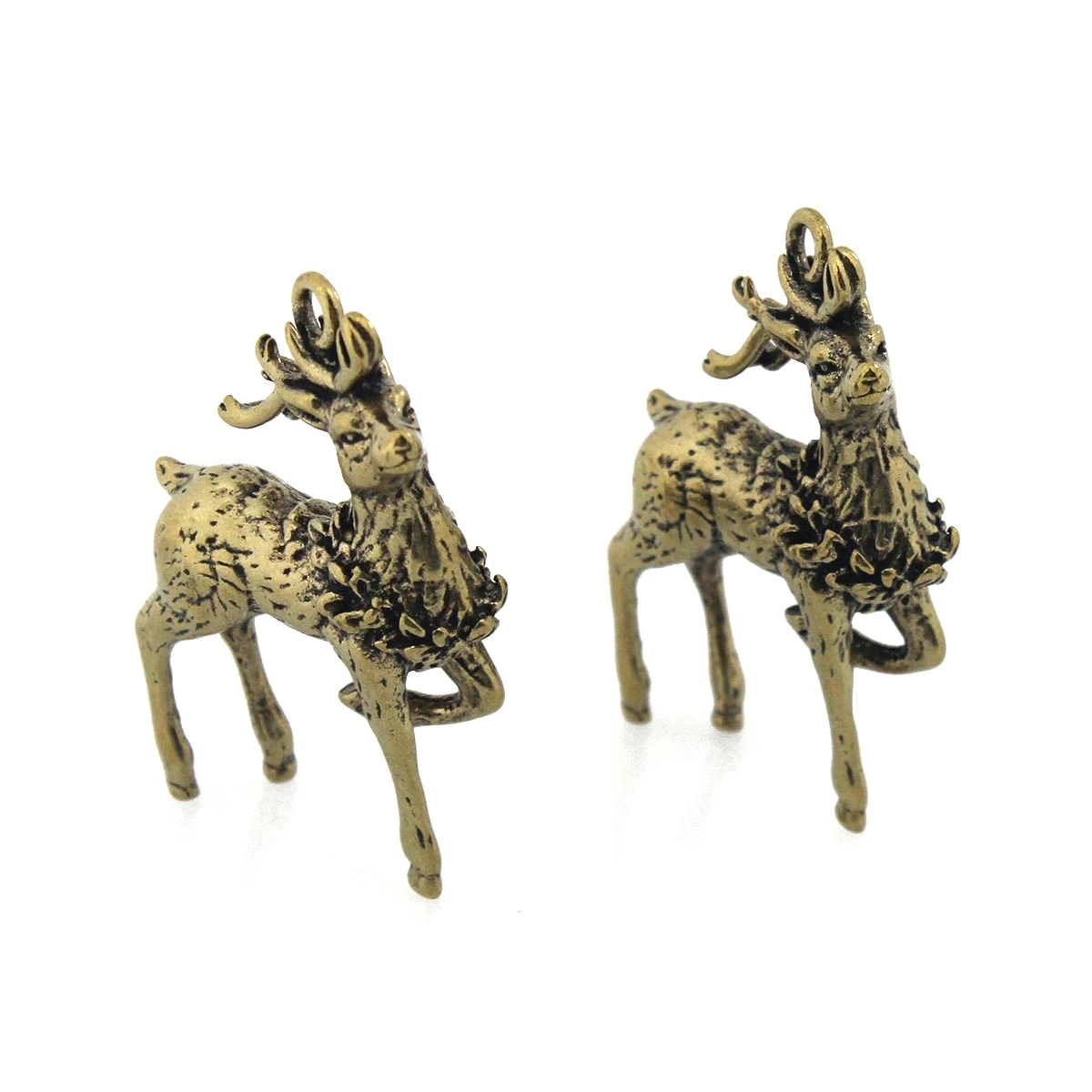 1pcs Solid Brass Sika-deer Charm Pendant Table Decors Leather Craft DIY Decoration Keyring Animals Gift CLOXY