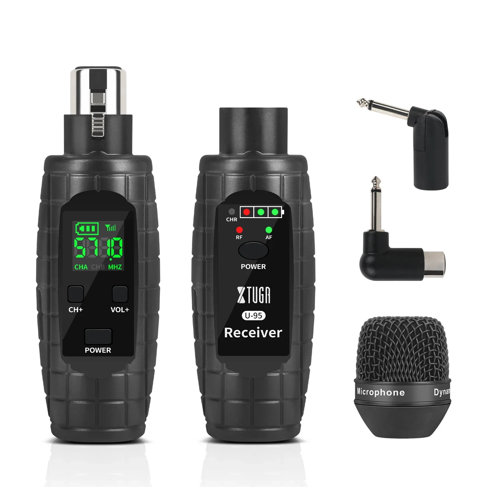GPUB U-95 XLR Sistema di trasmettitore di trasmissione wireless Microfono dinamico portatile Microfono adattatore cablato a wireless