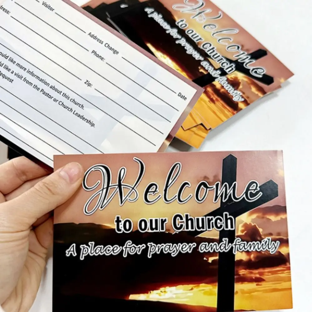 50pcs Writable Area Welcome Visitor Postcards Thoughtful Handwritten Blessings Creative Greeting Cards Creative Design Exquisite